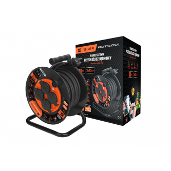 Enrollador de cable alargador de taller PROFESIONAL, 3X1,5mm, IP44, H05RR-F, cert. CE / 30M, Teger