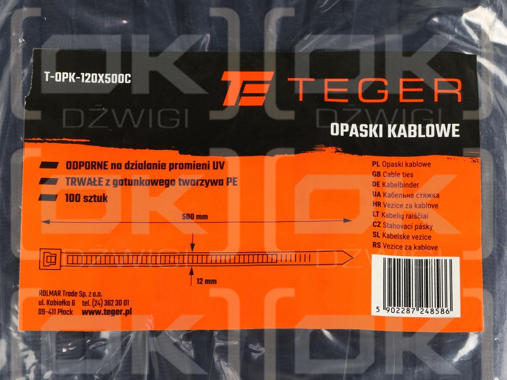 Kabelbinder, Kabelbinder, Kabelclips, Kabelbinder, 12,0 x 500mm 100 Stück im Beutel schwarz UV-beständig, in Elektrotechnik, Elektronik, Bau und Mechanik, Teger