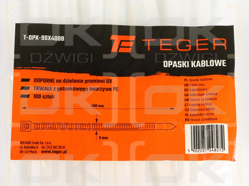 Cable ties, cable ties, tie clips, cable ties, 9.0 x 400mm 100 pcs in a bag transparent UV resistant, in electrical engineering, electronics, construction and mechanics, Teger