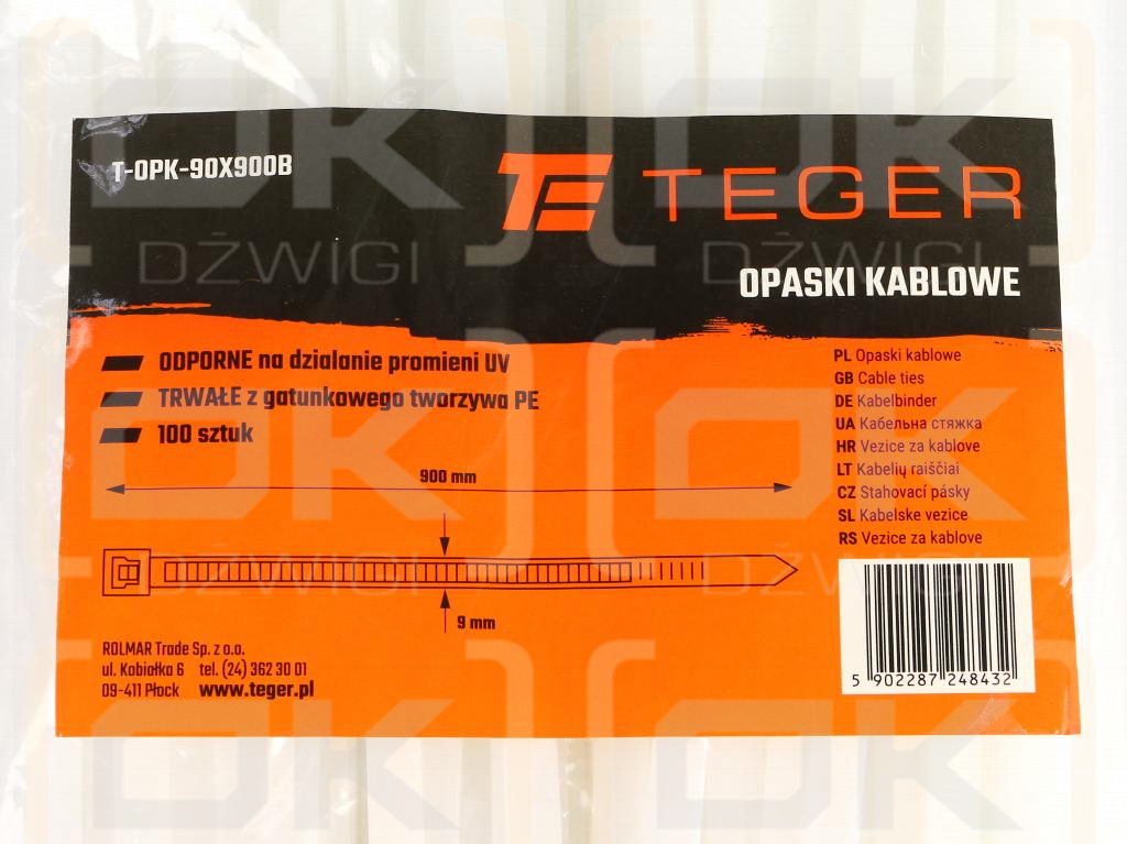 Cable ties, cable ties, tie clips, cable ties, 9.0 x 900mm 100 pcs in a bag transparent UV resistant, in electrical engineering, electronics, construction and mechanics, Teger