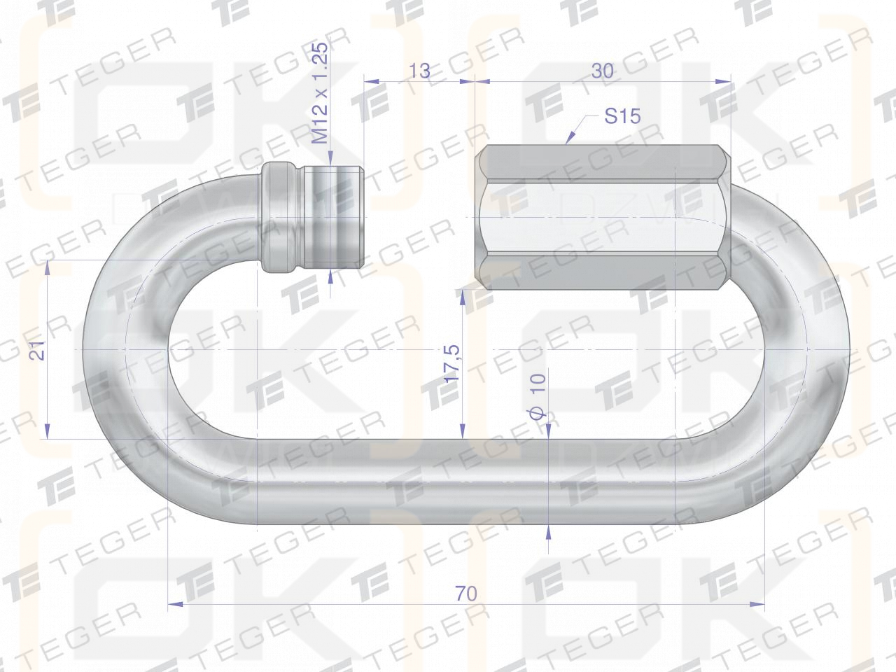 Ogniwo skręcane 10mm TEGER, (sprzedawane po 10)