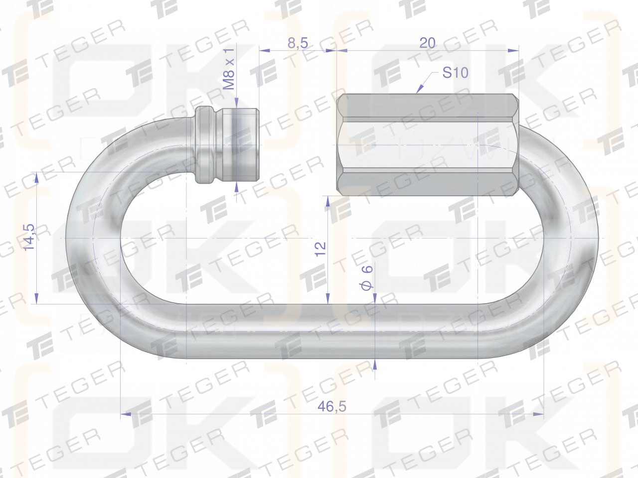 Витое звено TEGER 6 мм (продается в упаковках по 25 шт.)
