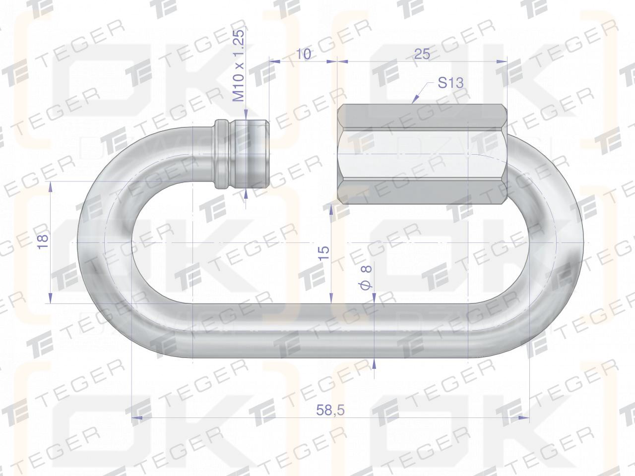 Eslabón trenzado TEGER de 8 mm (vendido en paquetes de 10)