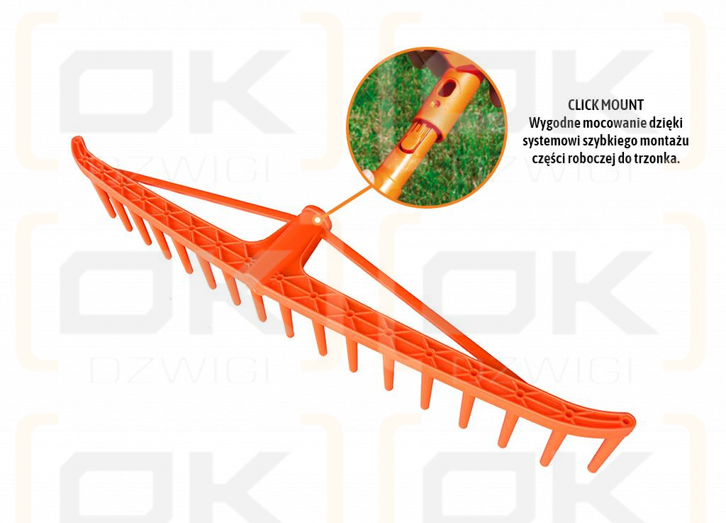 Grabie plastikowe do siana 18 zębne (mocowanie CLICK) / TEGER