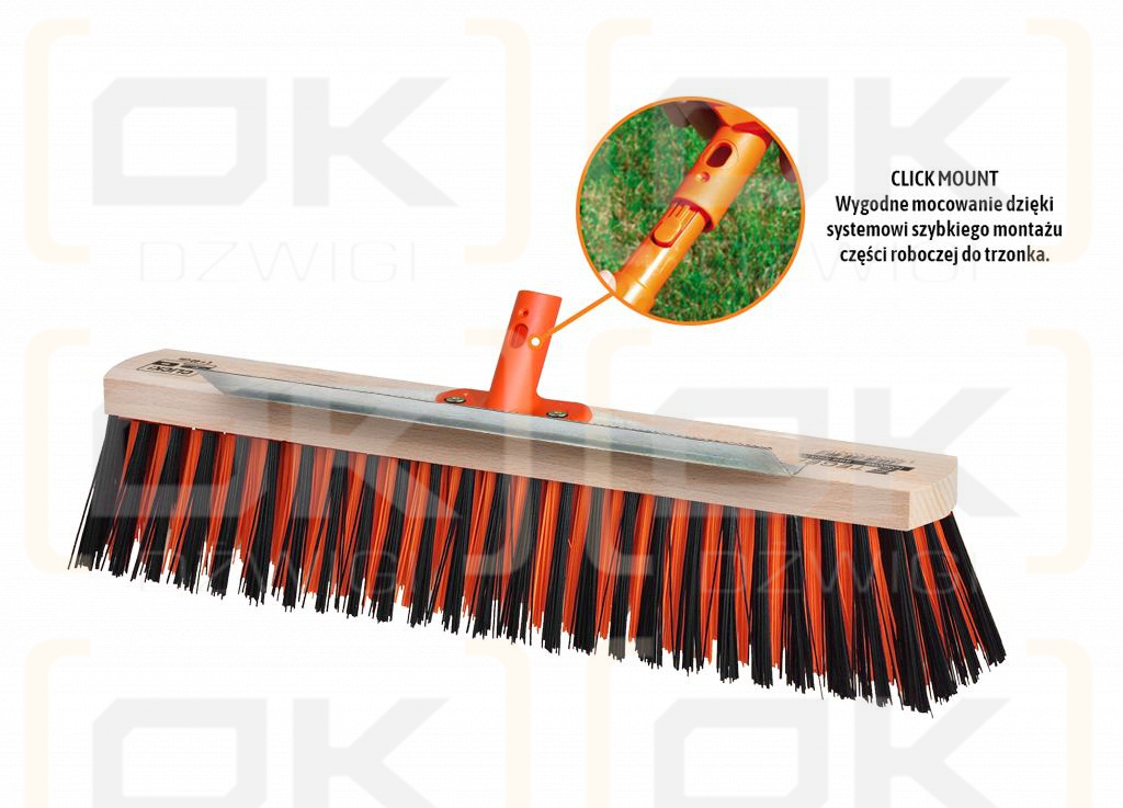 Szczotka do prac porządkowych PREMIUM - ulicówka 55x400 mm - ze skrobakiem (mocowanie Click) / TEGER