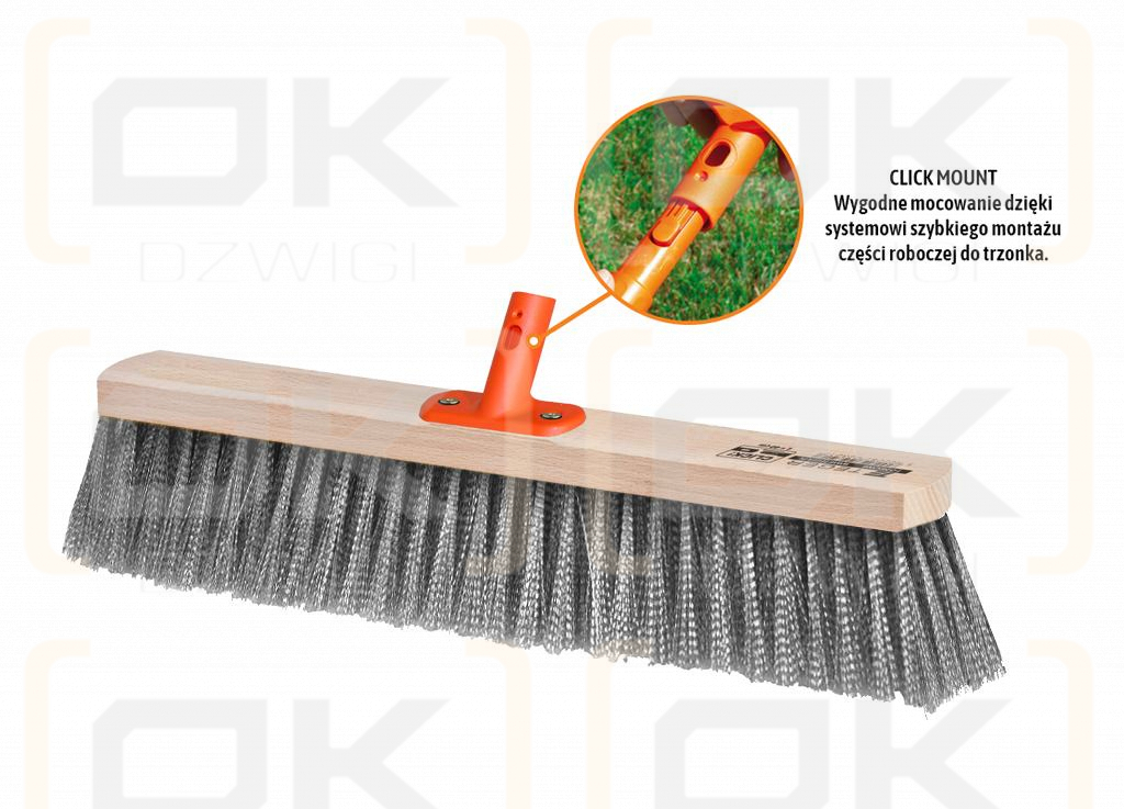 Szczotka do prac porządkowych PREMIUM - ulicówka 55x400 mm - druciana (mocowanie Click) / TEGER