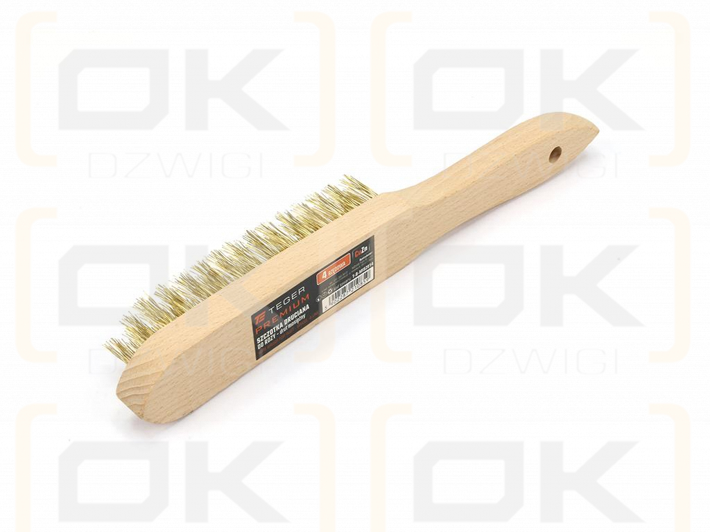 Szczotka druciana do rdzy PREMIUM - drut mosiądzowany / 4 rzędowa / TEGER