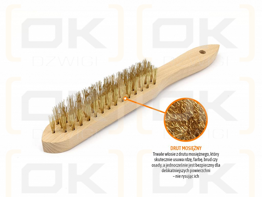 Szczotka druciana do rdzy PREMIUM - drut mosiądzowany / 4 rzędowa / TEGER