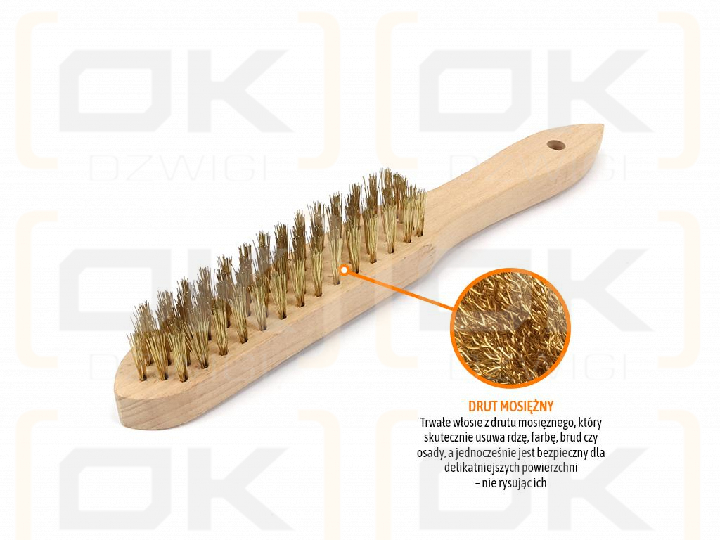 Szczotka druciana do rdzy PREMIUM - drut mosiądzowany / 5 rzędowa / TEGER