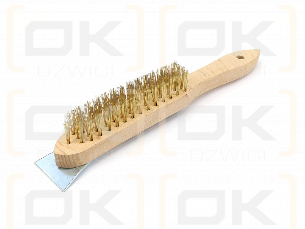 Szczotka druciana do rdzy PREMIUM - ze skrobakiem - drut mosiądzowany / 4 rzędowa / TEGER