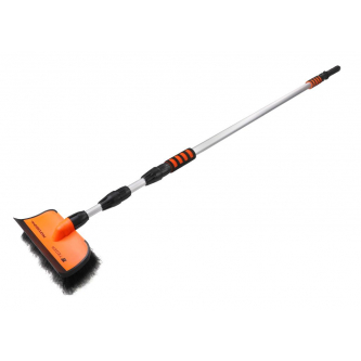 Cepillo telescópico - flow con escobilla de goma PROFESIONAL - LARGO (longitud 180-400cm) / cerdas suaves de PVC / TEGER 