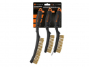 PROFESSIONAL rust removal wire brush set, brass wire, 3/4 row, with scraper, with plastic handle, (3 pcs), Teger