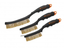 PROFESSIONAL rust removal wire brush set, brass wire, 3/4 row, with scraper, with plastic handle, (3 pcs), Teger