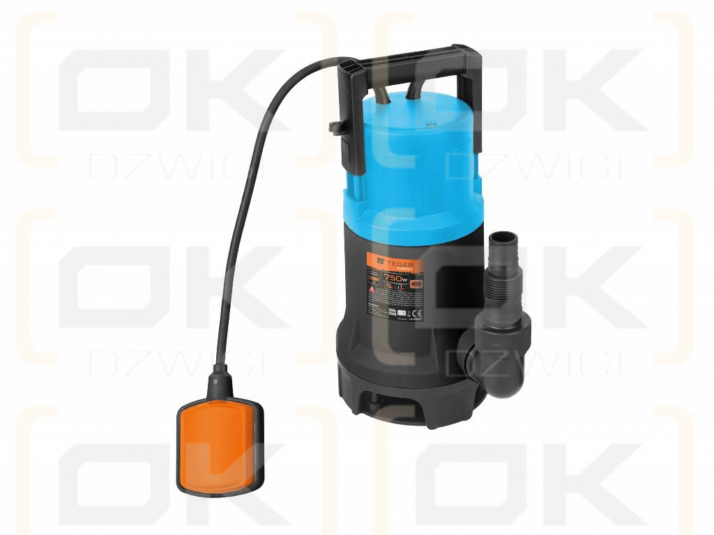 Tauchpumpe für sauberes und schmutziges Wasser 750W, (Schwimmerschalter), TEGER