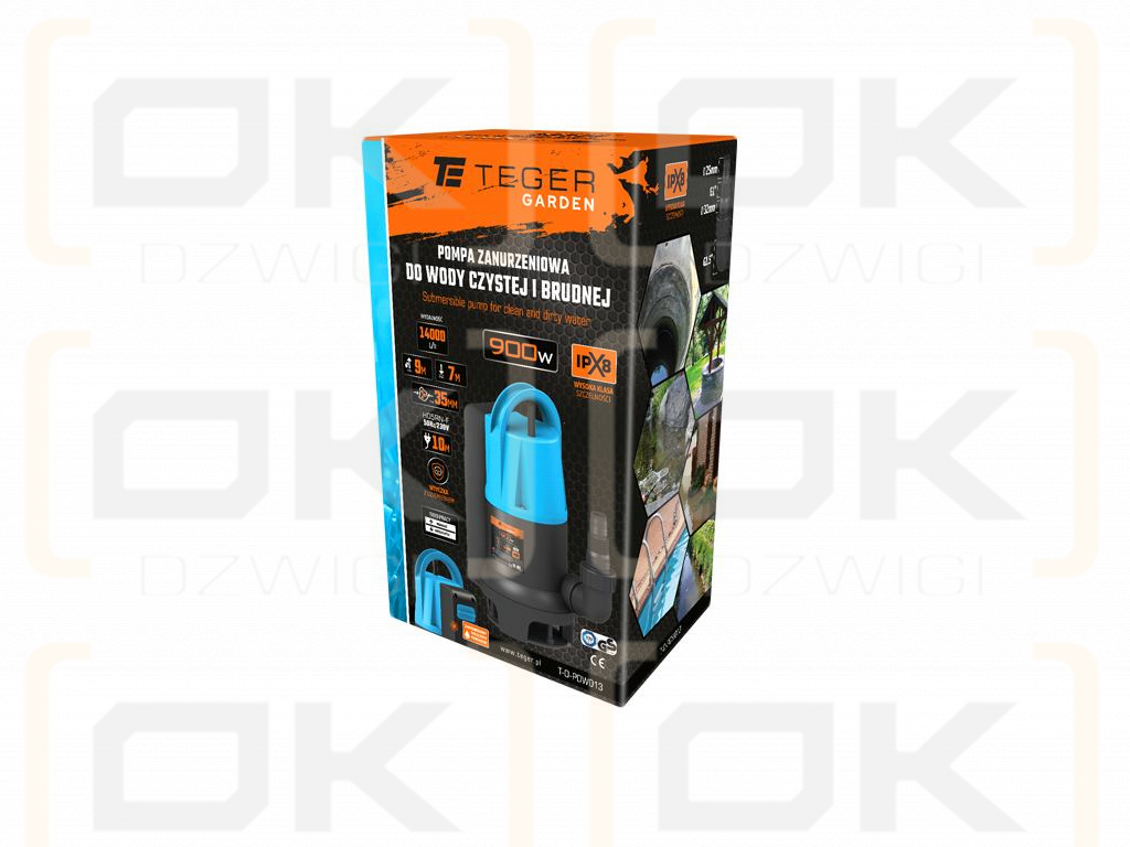 Tauchpumpe für sauberes und schmutziges Wasser 900W, (integrierter Schwimmerschalter), Teger