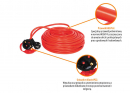 Alargador de una toma, jardín PROFESIONAL, 3X1,5mm, IP20, H05VV-F, con toma de tierra, cert. CE / 20M, Teger