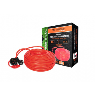 Alargador de una toma, jardín PROFESIONAL, 3X1,5mm, IP20, H05VV-F, con toma de tierra, cert. CE / 30M, Teger
