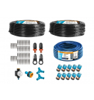 Zestaw nawadniania kropelkowego PROFESSIONAL 100 m z kompensacją (2 linie kroplujące. wąż 20m. szybkozłączki. zegar) / TEGER