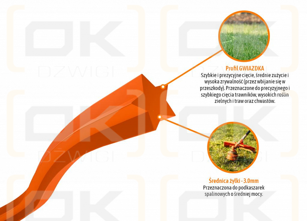 Żyłka tnąca do podkaszarek / Gwiazdka / 3.0 mm / 15 m / TEGER