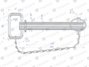 Sworzeń zaczepu z zawleczką i łańcuchem 25x165x205 TEGER