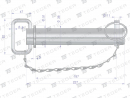 Sworzeń zaczepu z zawleczką i łańcuchem 38x187x227 TEGER