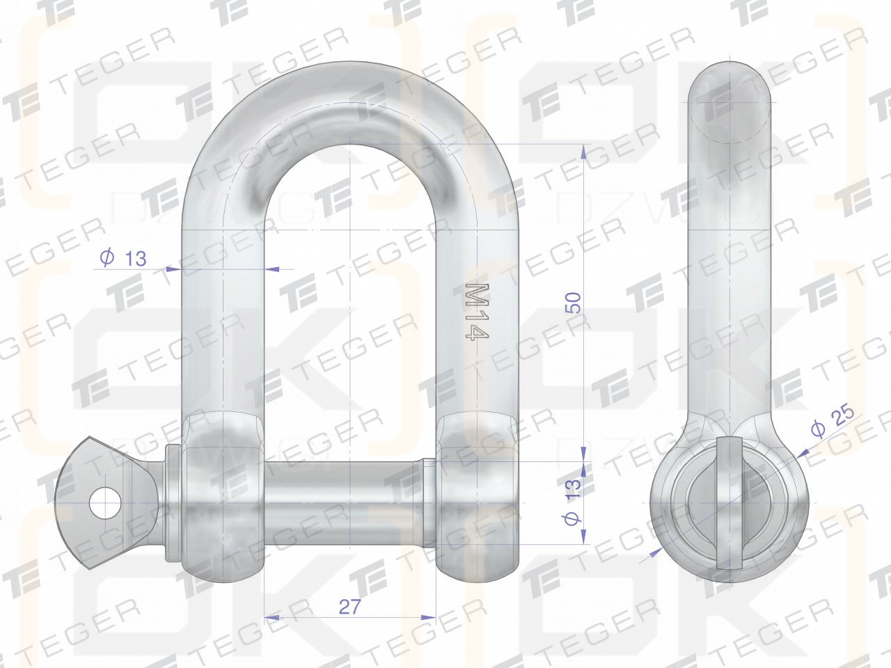 Grillete tipo D 14, TEGER (se vende en juegos de 5)