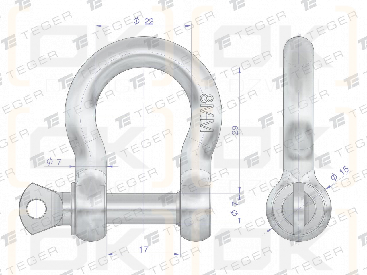 Grillete Omega 8, TEGER (se vende en paquetes de 10)