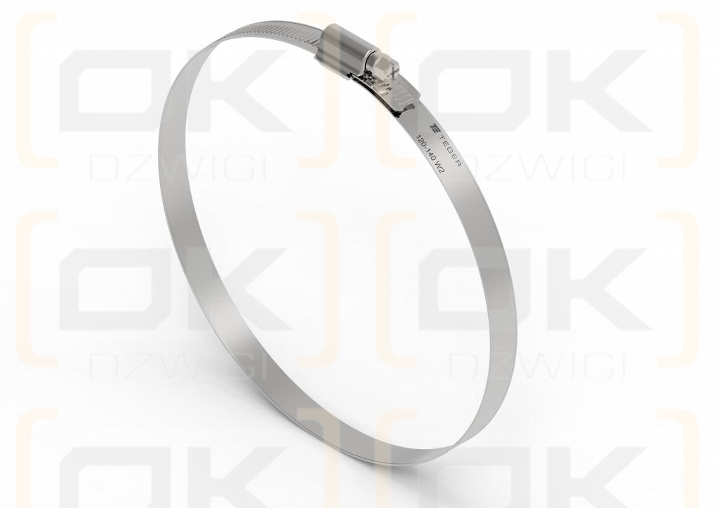 Opaska zaciskowa wzmocniona 120-140 ślimakowa (obejma W2 - stal nierdzewna) szerkość 12mm TEGER ( sprzedawane po 10 )