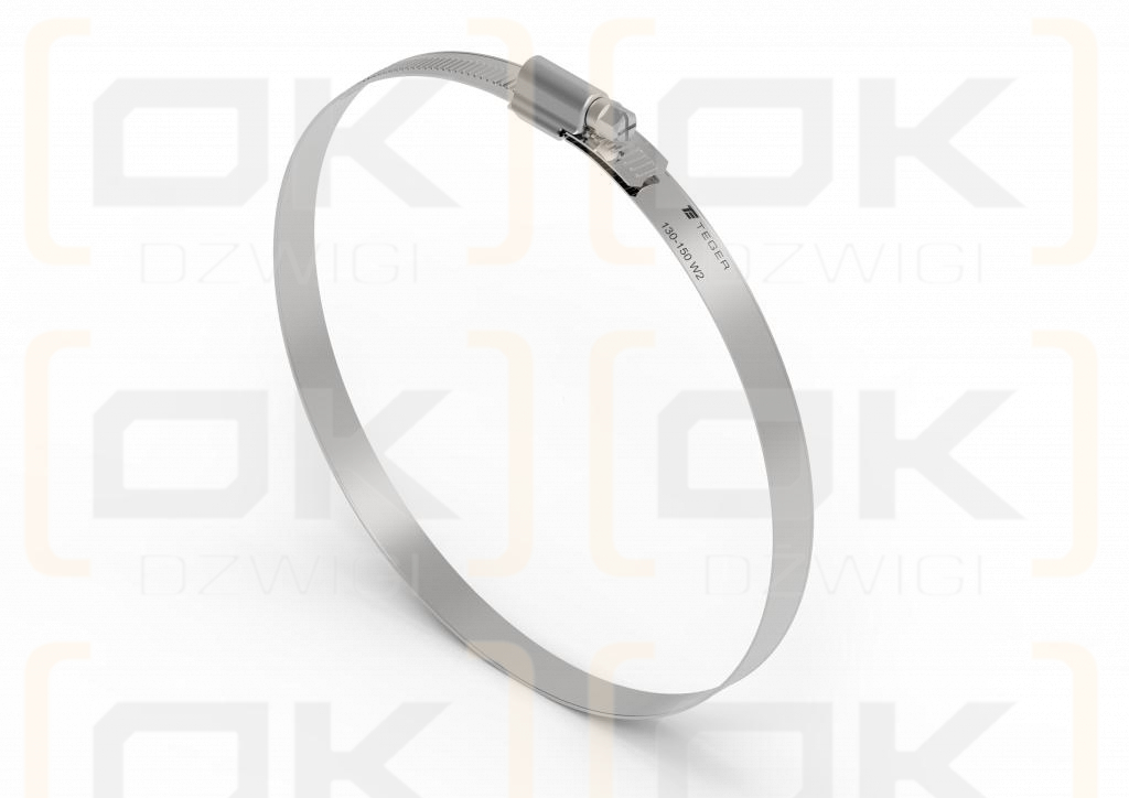 Opaska zaciskowa wzmocniona 130-150 ślimakowa (obejma W2 - stal nierdzewna) szerkość 12mm TEGER ( sprzedawane po 10 )