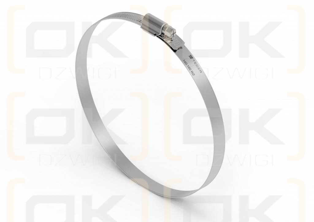 Opaska zaciskowa wzmocniona 140-160 ślimakowa (obejma W2 - stal nierdzewna) szerkość 12mm TEGER ( sprzedawane po 10 )