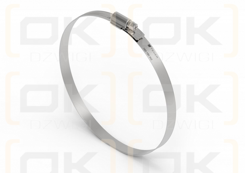 Opaska zaciskowa wzmocniona 160-180 ślimakowa (obejma W2 - stal nierdzewna) szerkość 12mm TEGER ( sprzedawane po 10 )