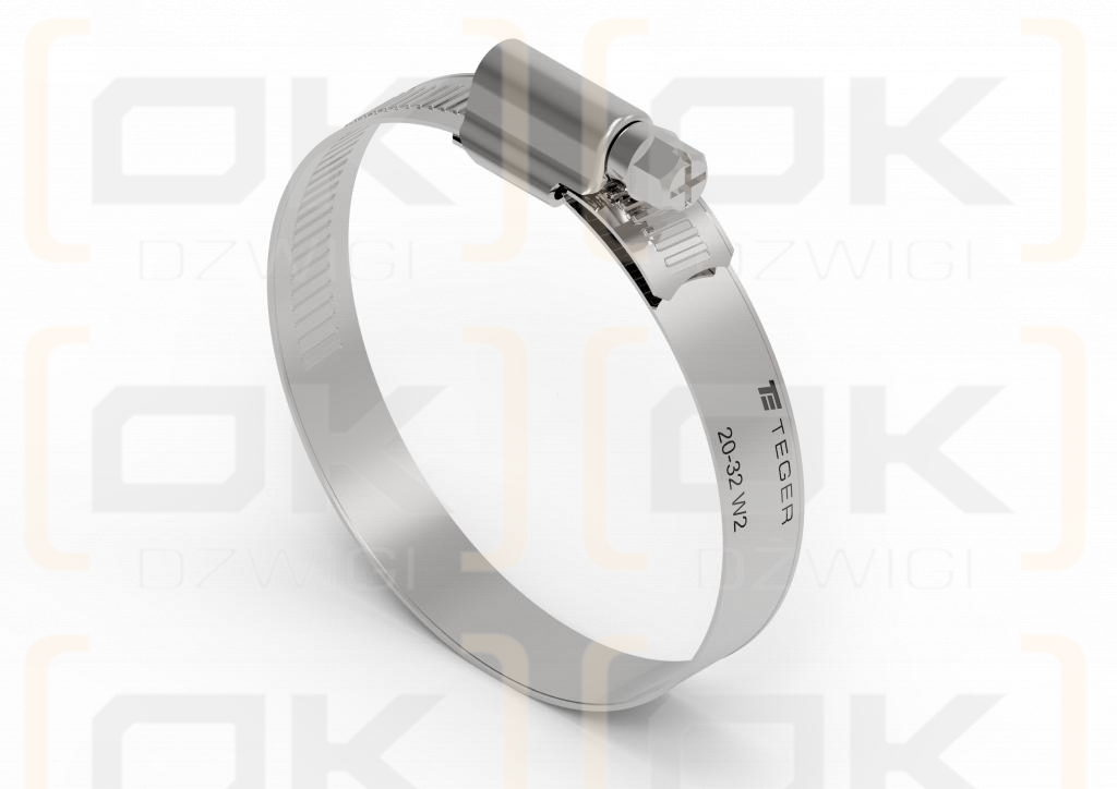 Opaska zaciskowa wzmocniona 20-32 ślimakowa (obejma W2 - stal nierdzewna) szerkość 12mm TEGER ( sprzedawane po 50 )