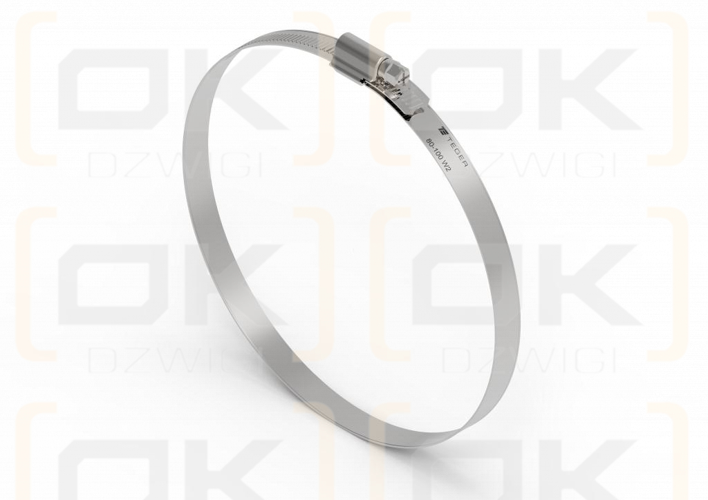 Opaska zaciskowa wzmocniona 80-100 ślimakowa (obejma W2 - stal nierdzewna) szerkość 12mm TEGER ( sprzedawane po 10 )