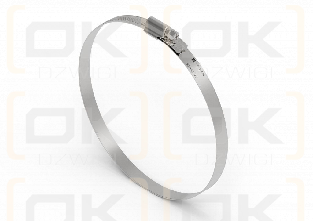 Opaska zaciskowa wzmocniona 90-110 ślimakowa (obejma W2 - stal nierdzewna) szerkość 12mm TEGER ( sprzedawane po 10 )