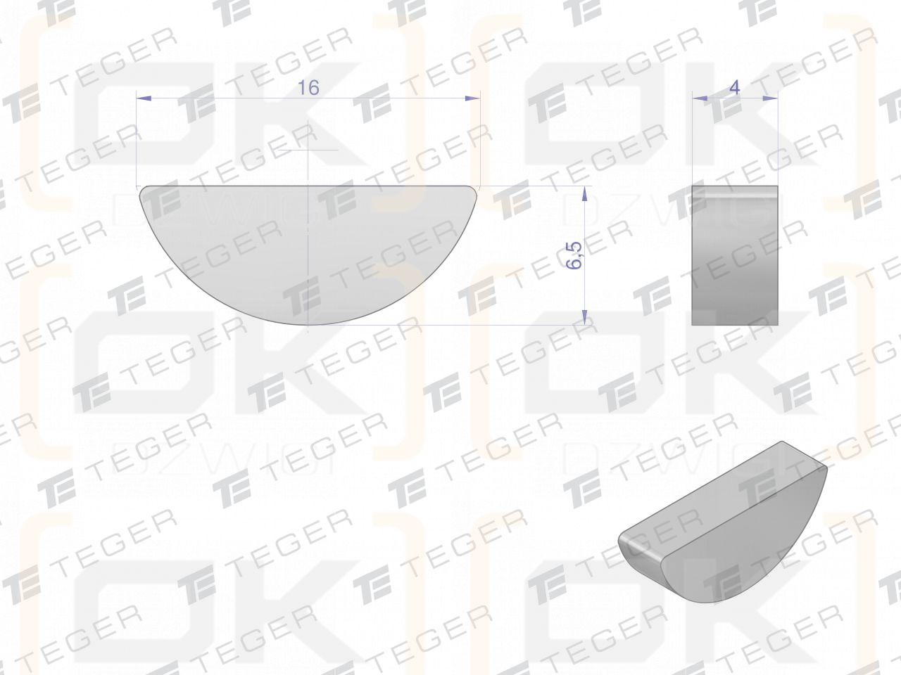 TEGER 4x6.5 Woodruff key, (sold in packs of 10)