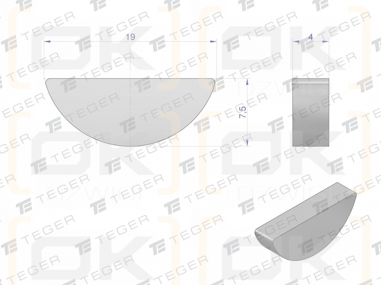 TEGER 4x7.5 Woodruff key, (sold in packs of 10)