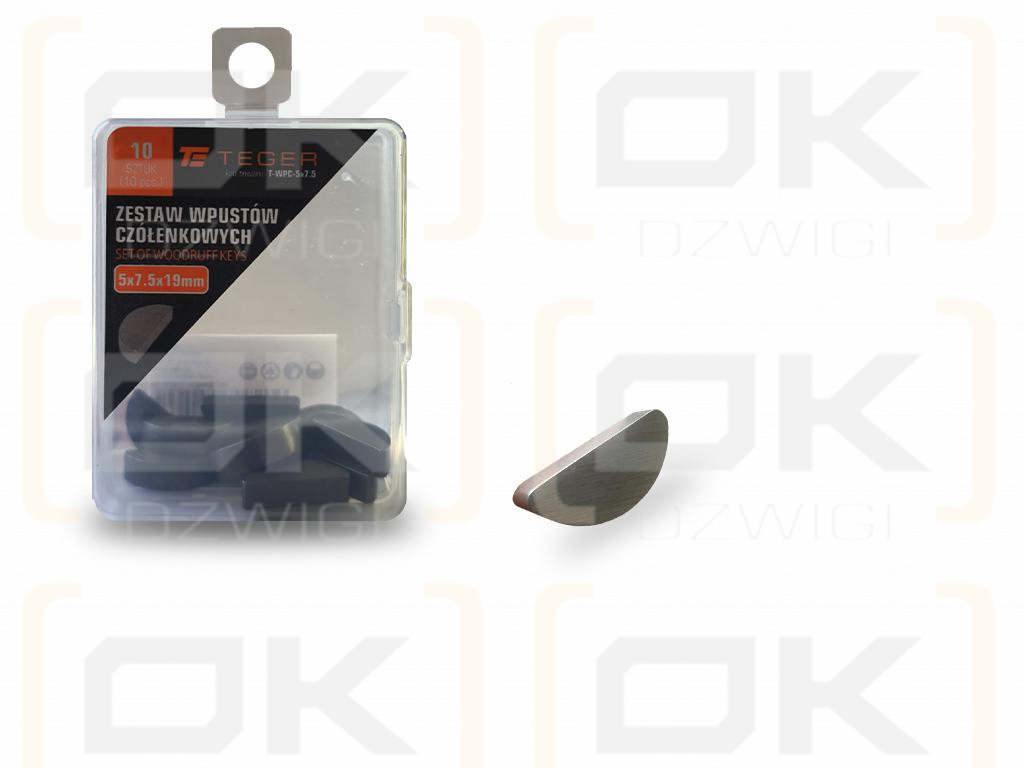 TEGER 5x7.5 Woodruff key, (sold in packs of 10)