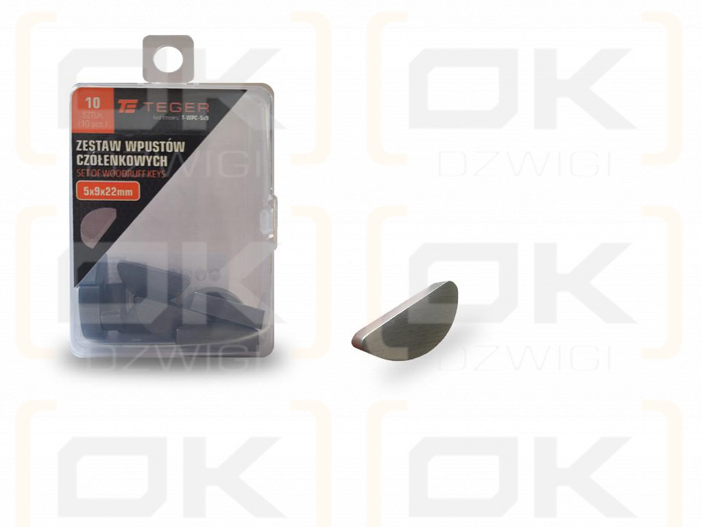 TEGER 5x9 Woodruff Key, (sold in packs of 10)