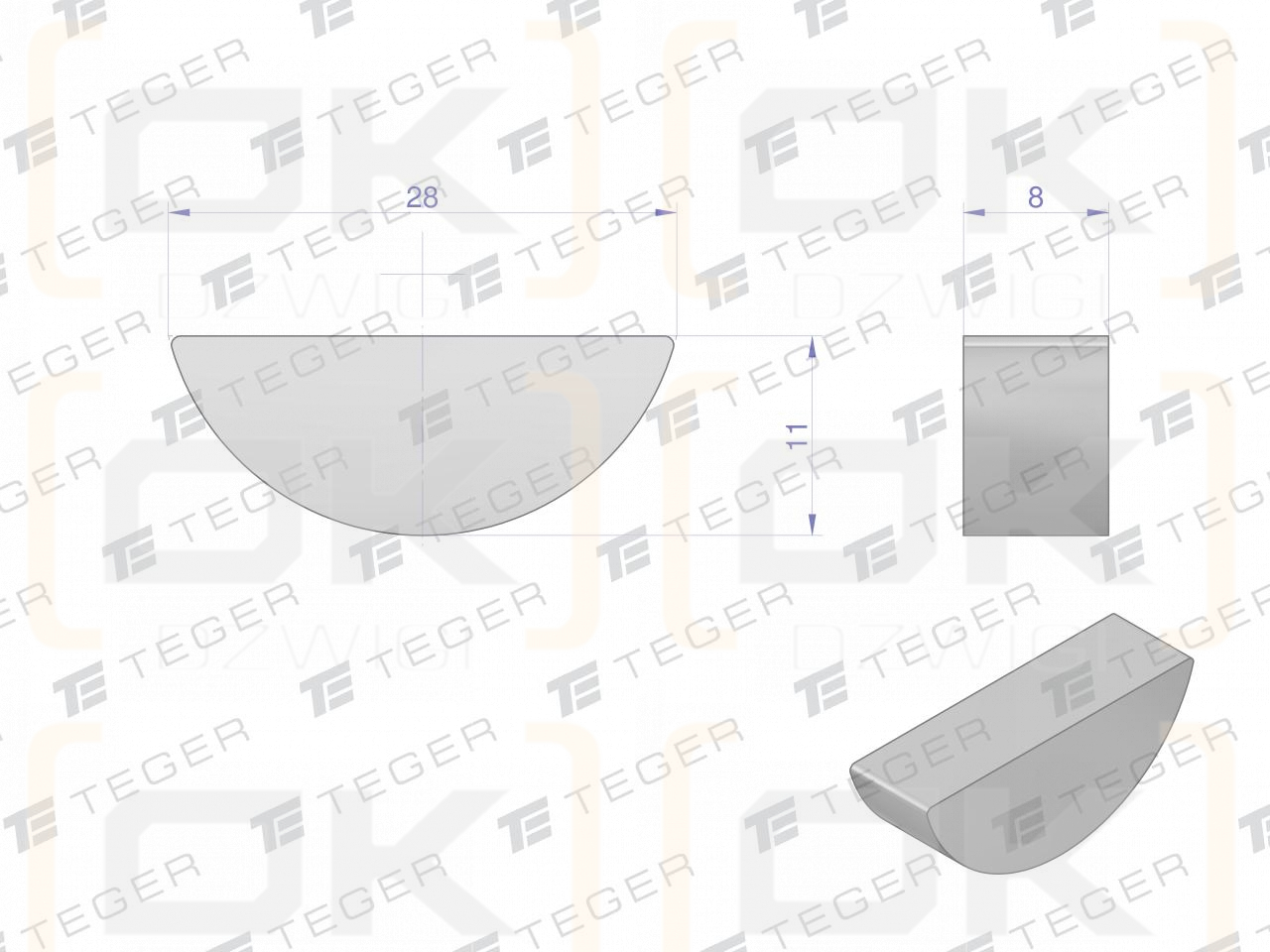 TEGER 8x11 Woodruff Key, (sold in packs of 10)