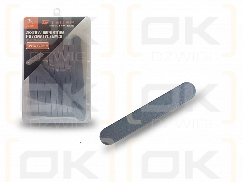 Prismatic key 12x8x140 TEGER, (sold in packs of 10)