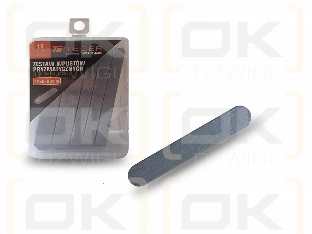 Prismatic key 12x8x80 TEGER, (sold in packs of 10)