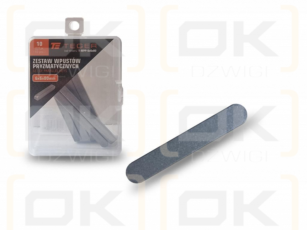 Prismatic key 6x6x80 TEGER, (sold in packs of 10)