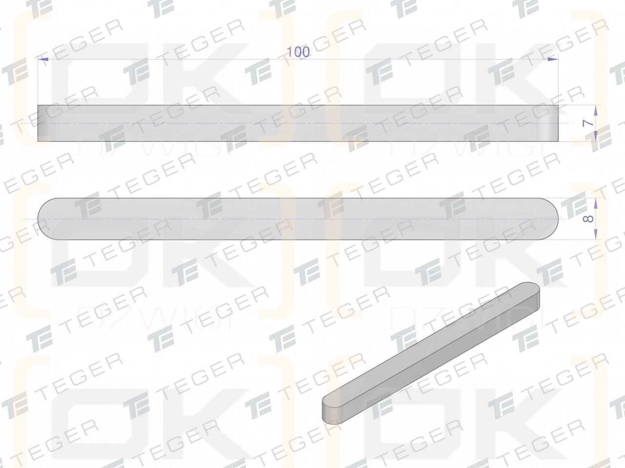 Wpust pryzmatyczny 8x7x100 TEGER, (sprzedawane po 10)