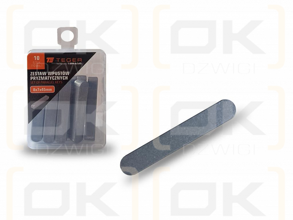 Prismenschlüssel 8x7x45 TEGER, (Verkauf in Packungen zu 10 Stück)