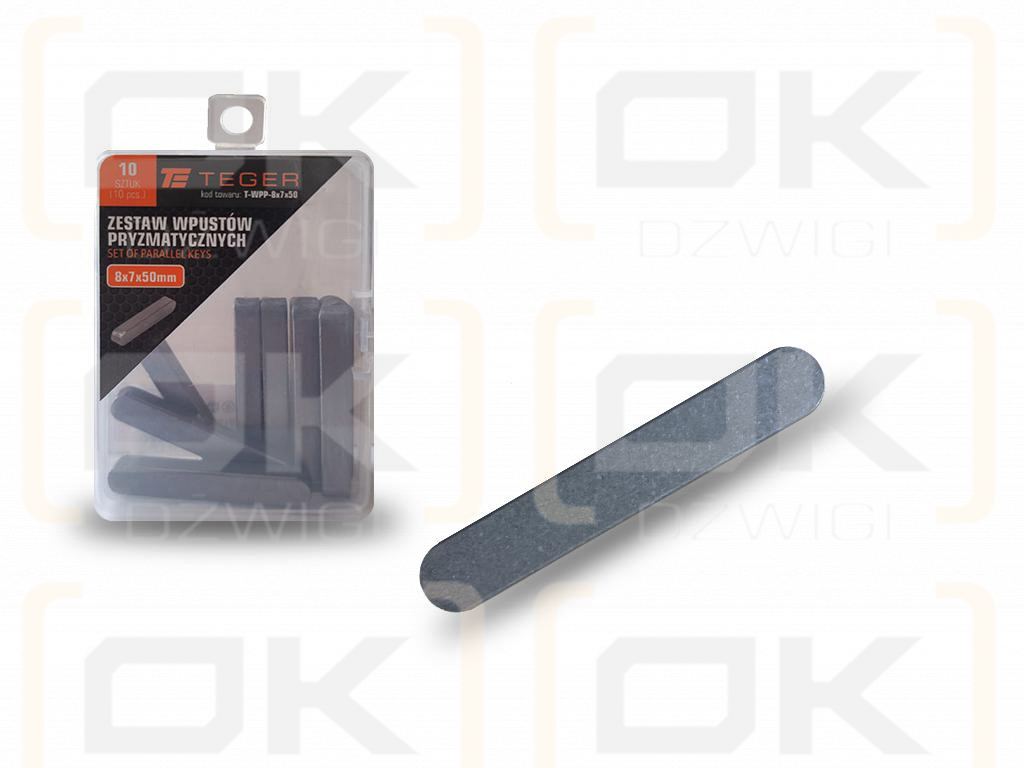 Prismatic key 8x7x50 TEGER, (sold in packs of 10)