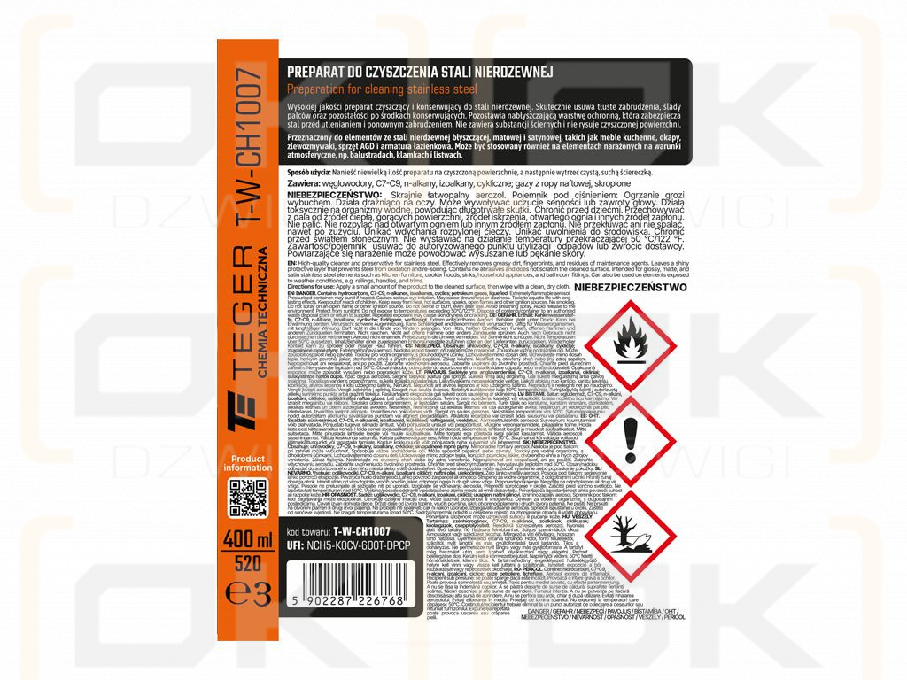 Preparat do czyszczenia stali nierdzewnej 400 ml / TEGER