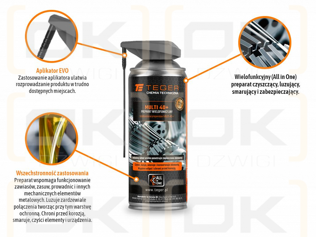 Preparat wielofunkcyjny MULTI-40+ z aplikatorem EVO  400ml / TEGER