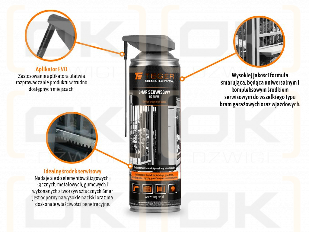 Smar serwisowy do bram  z aplikatorem EVO 500 ml / TEGER