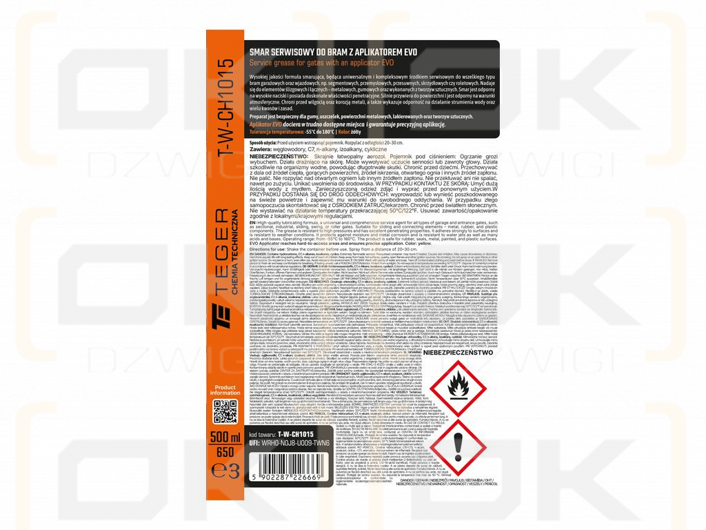 Smar serwisowy do bram  z aplikatorem EVO 500 ml / TEGER