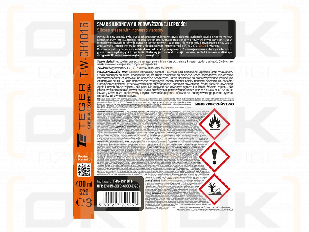 Smar silikonowy o podwyższonej lepkości 400 ml / TEGER